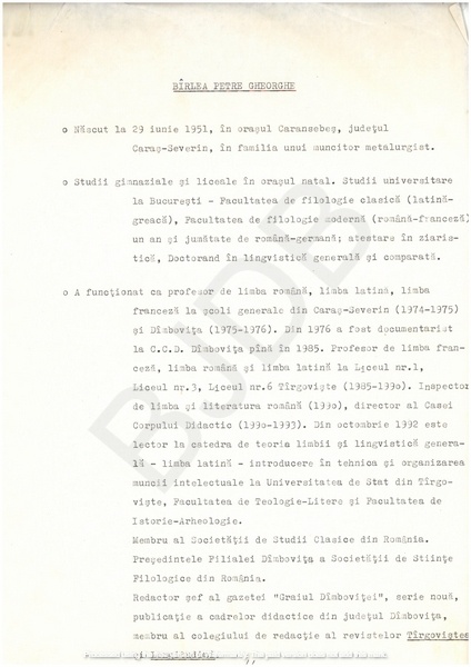 M-1357-1 - CV BÂRLEA PETRE GHEORGHE